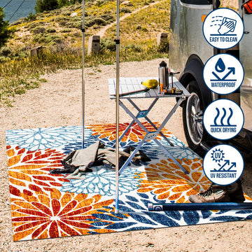 Crisantemo Floral High-low Indoor/outdoor Area Rug
